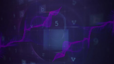 animación de la seguridad de alerta de ataques cibernéticos, nube digital y procesamiento de datos