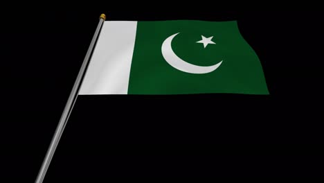 vídeo de bucle de la bandera de pakistán revoloteando en el viento, vídeo en cámara lenta de 4k, con canal alfa