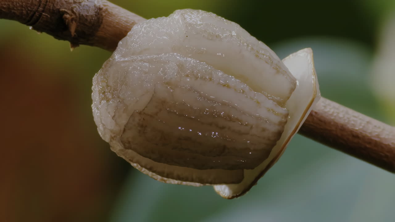 Insect larva or pupa on a stick