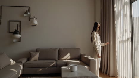 a woman standing in a modern living room