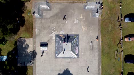 drone pan sky aerial shot of narara skatepark with people and skateboarders gosford wyoming oval central coast nsw australia 3840x2160 4k