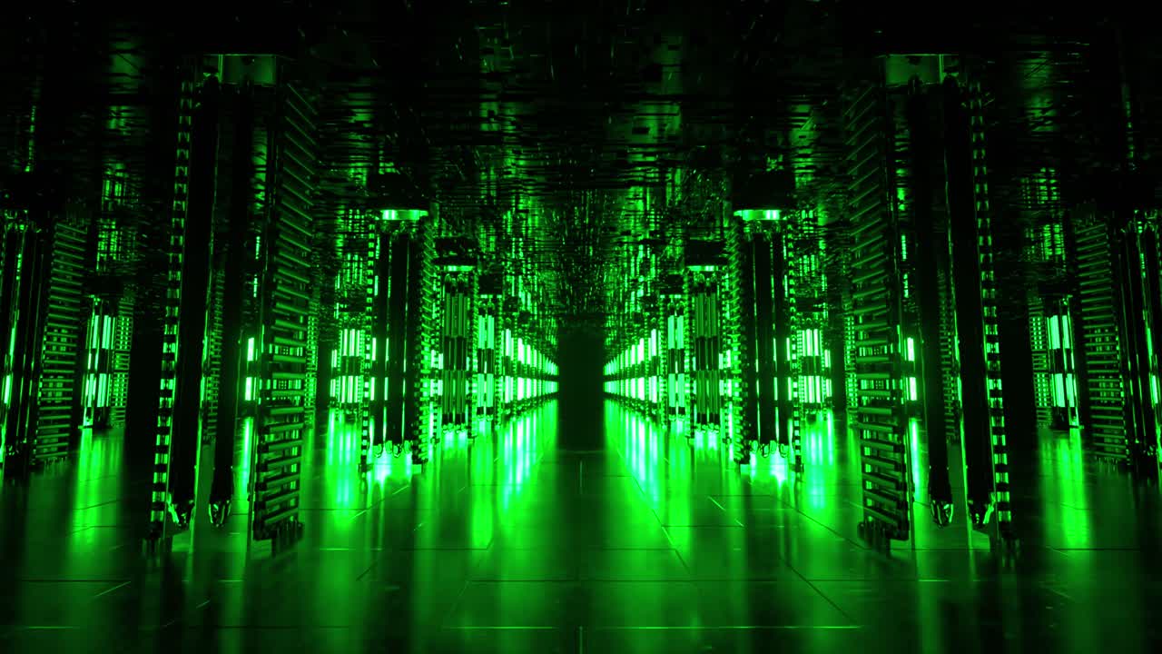 Glowing Green Futuristic Tunnel