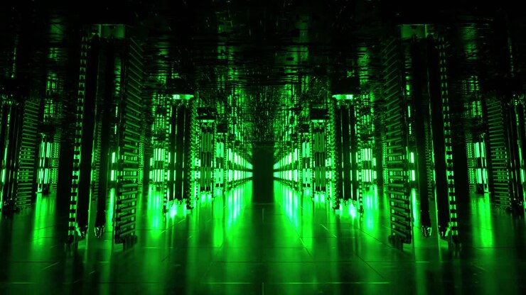 Glowing Green Futuristic Tunnel