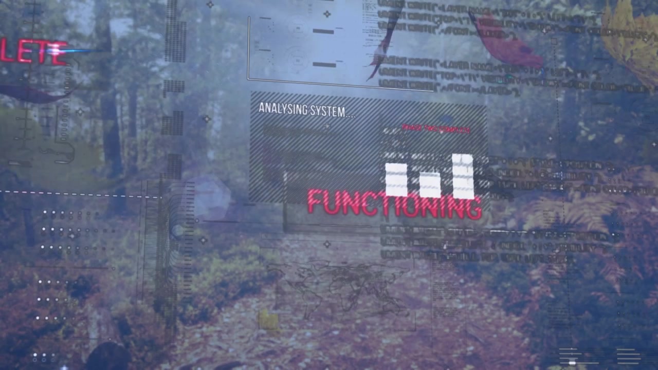 Animation of diverse data and leaves falling over autumn landscape