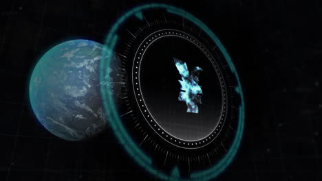 animation of globe and japanese yen currency symbol over black background