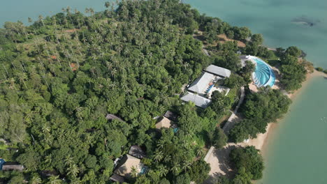 aerial view of luxurious tropical island resort