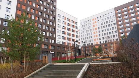 modern apartment buildings with outdoor courtyard