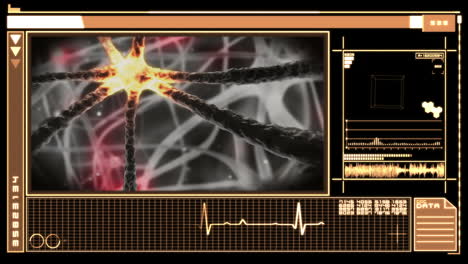 medical digital interface showing neuron moving through nervous system