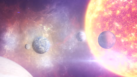 solar system and nebula in space