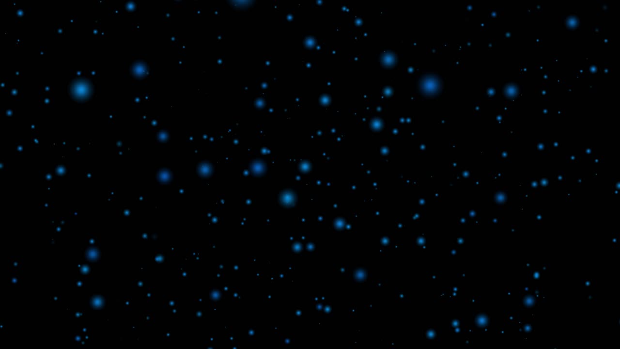 Particle light glow balls moving through space universe animation motion graphics visual effect 3D background seamless loop 4K black blue