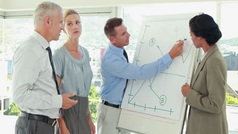 businessman drawing graph on the whiteboard