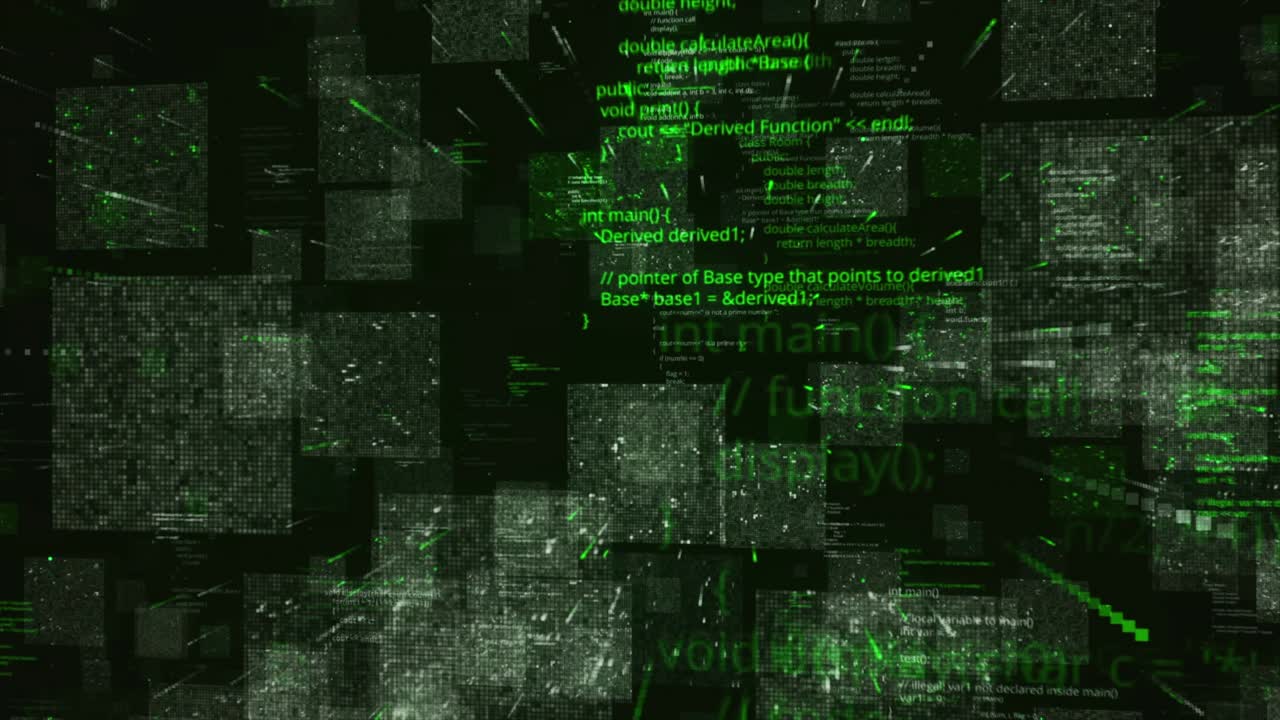 código de programación fondo de tecnología abstracta, bucle sin costuras. animación. líneas de código digital en un fondo negro