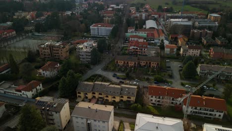 Aerial-top-down-circling-view-of-Vimercate-residential-area-in-Italy