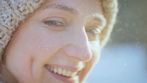 woman with snow on her face