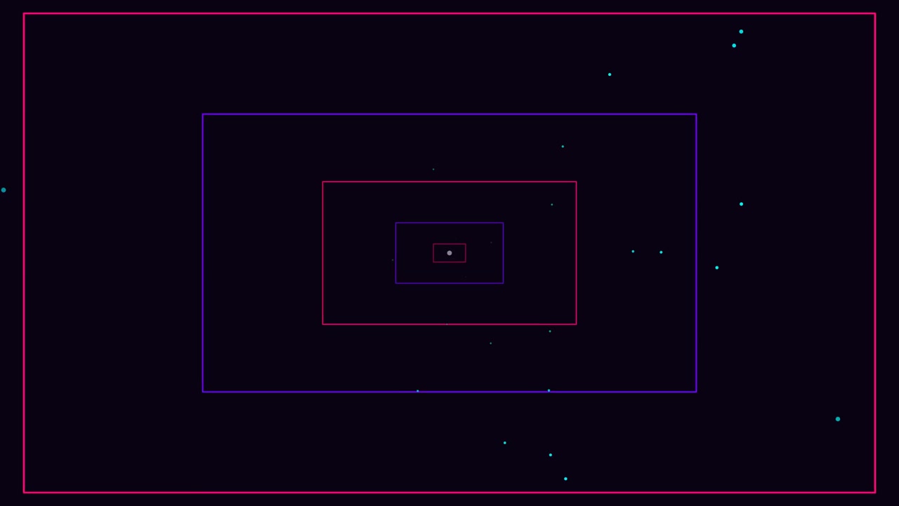 Abstract Motion Graphic of Pulsing Neon Rectangles and Floating Particles
