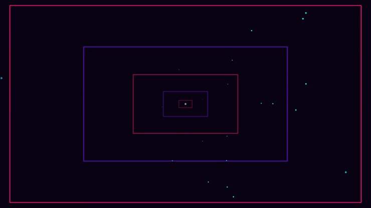 Abstract Motion Graphic of Pulsing Neon Rectangles and Floating Particles