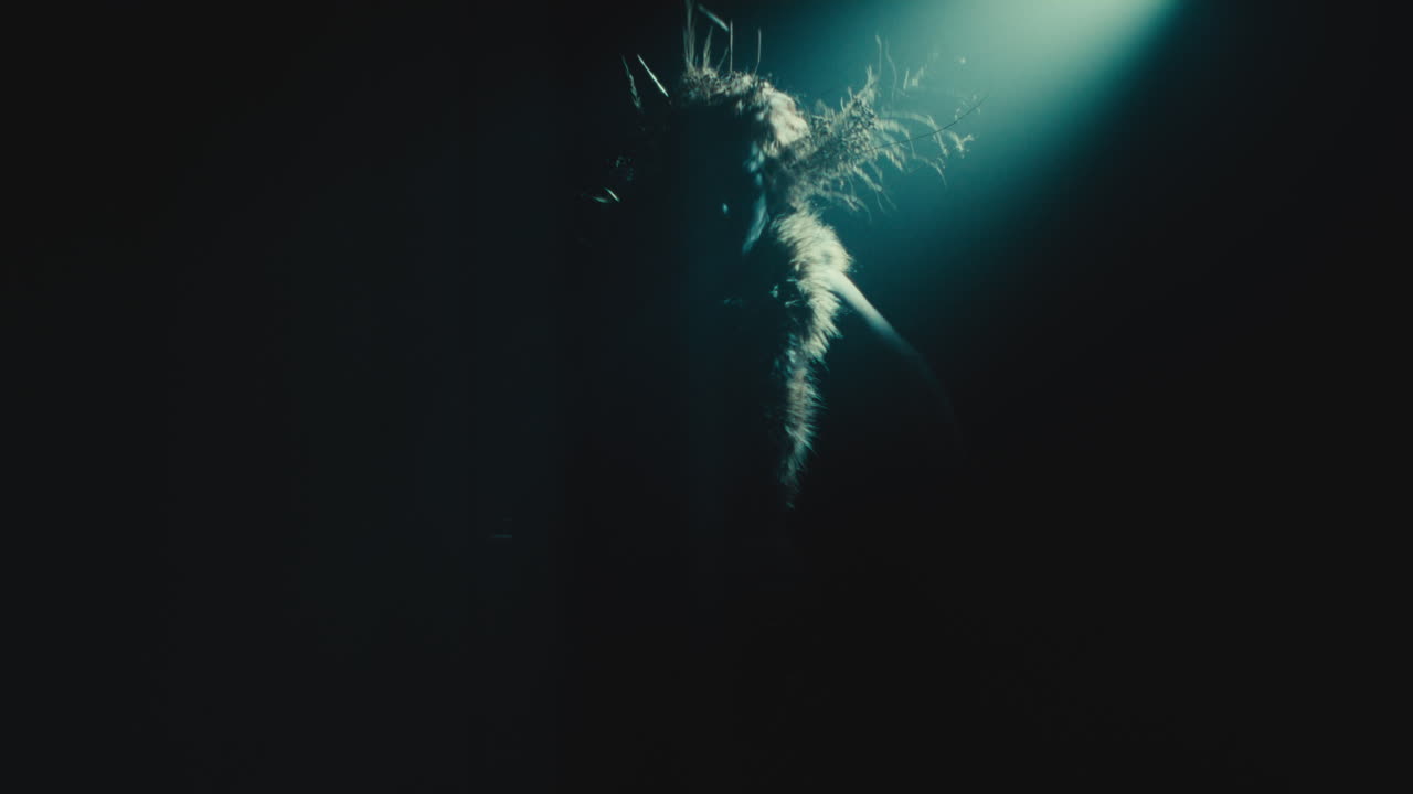 A creepy witch during the night storm