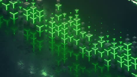 green futuristic volume meter graph seamless loop 3d render animation