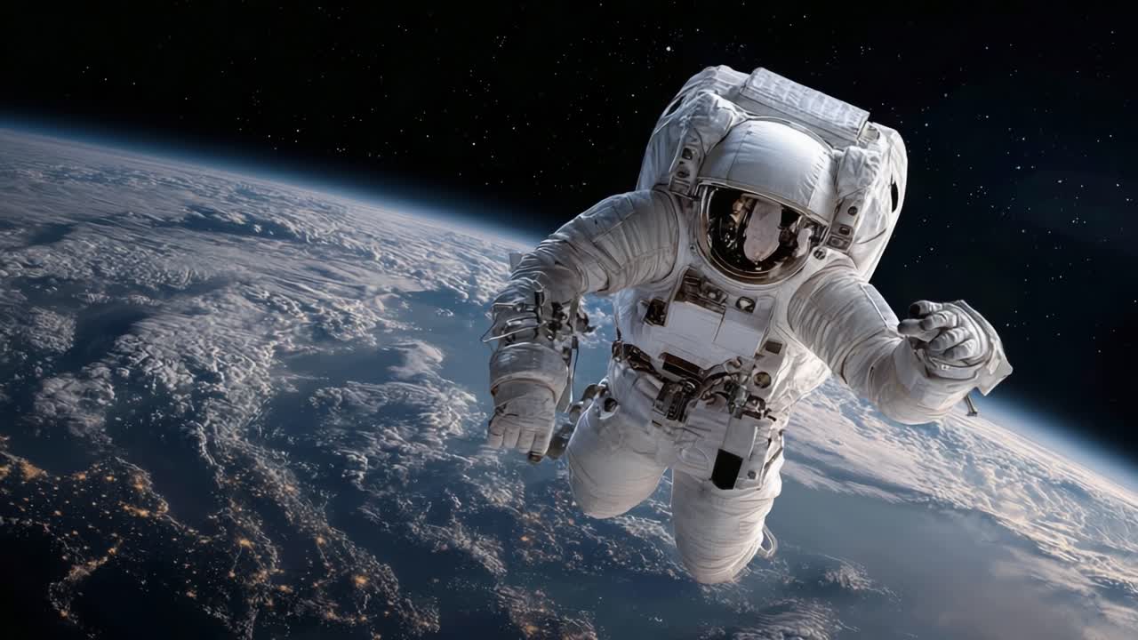 Un astronauta flota en la inmensidad del espacio, contemplando la Tierra, mostrando la increíble belleza y las maravillas de nuestro planeta desde una perspectiva impresionante.