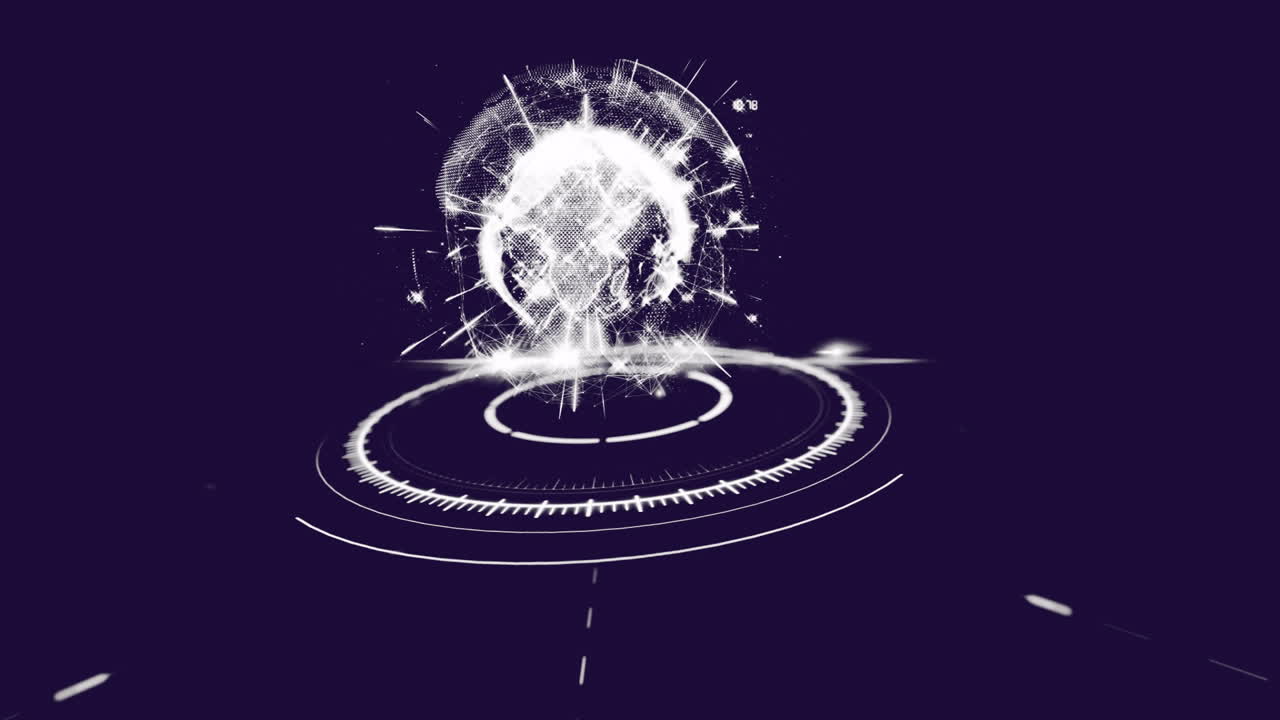 검은색 배경에 지구를 가진 범위 스캔의 애니메이션