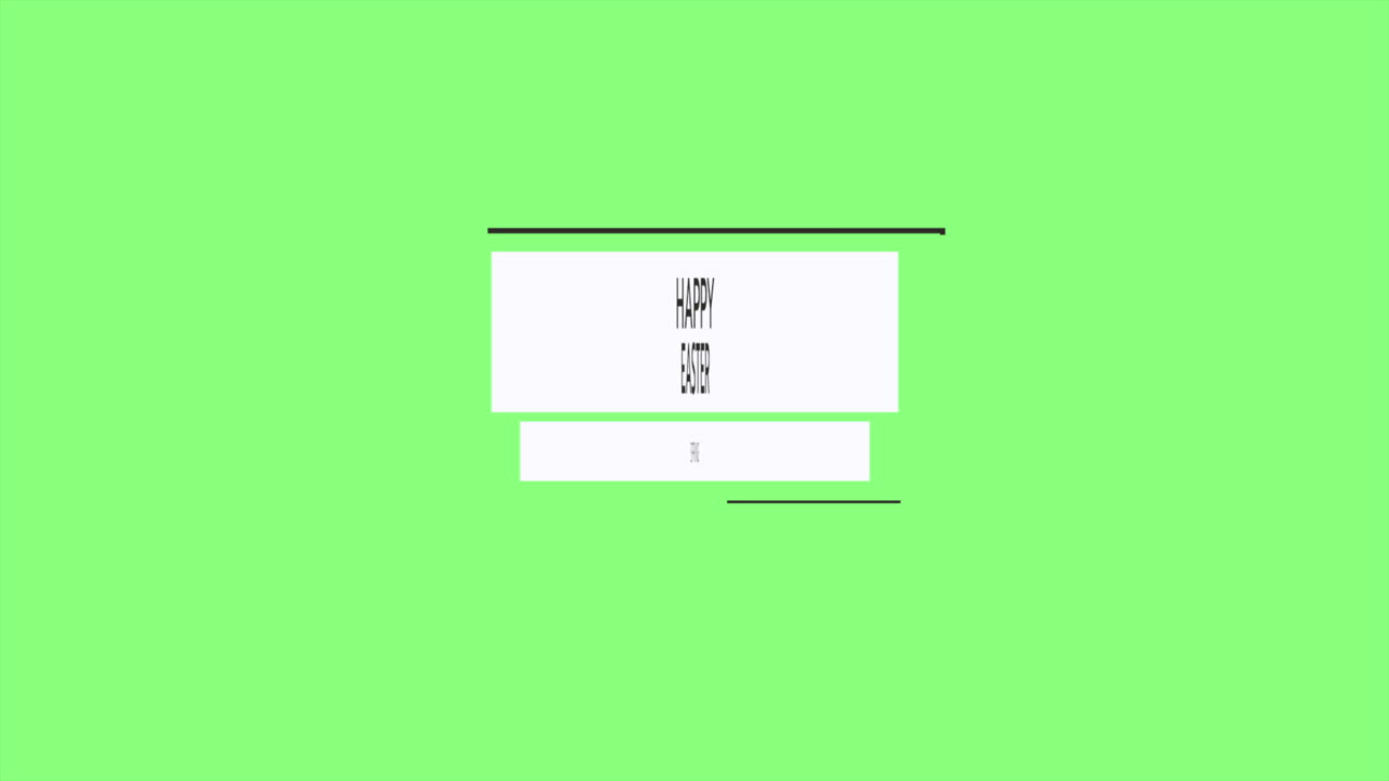 Vibrant green easter banner with white square and black lines