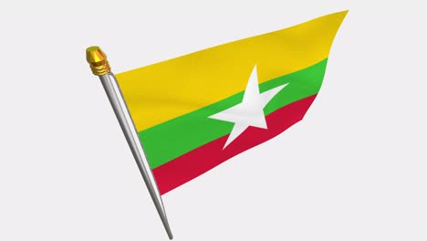 video de bucle de la bandera de myanmar revoloteando en el viento, video en cámara lenta de 4k, con canal alfa