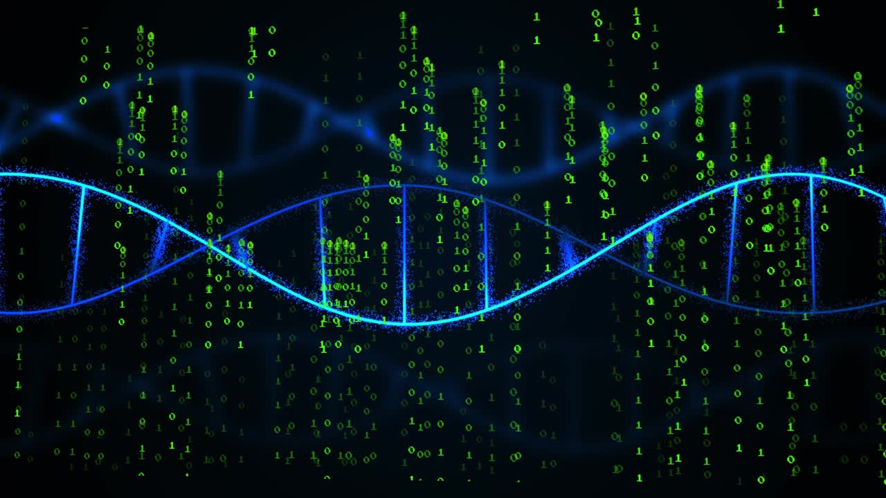Animation of dna strands over data processing