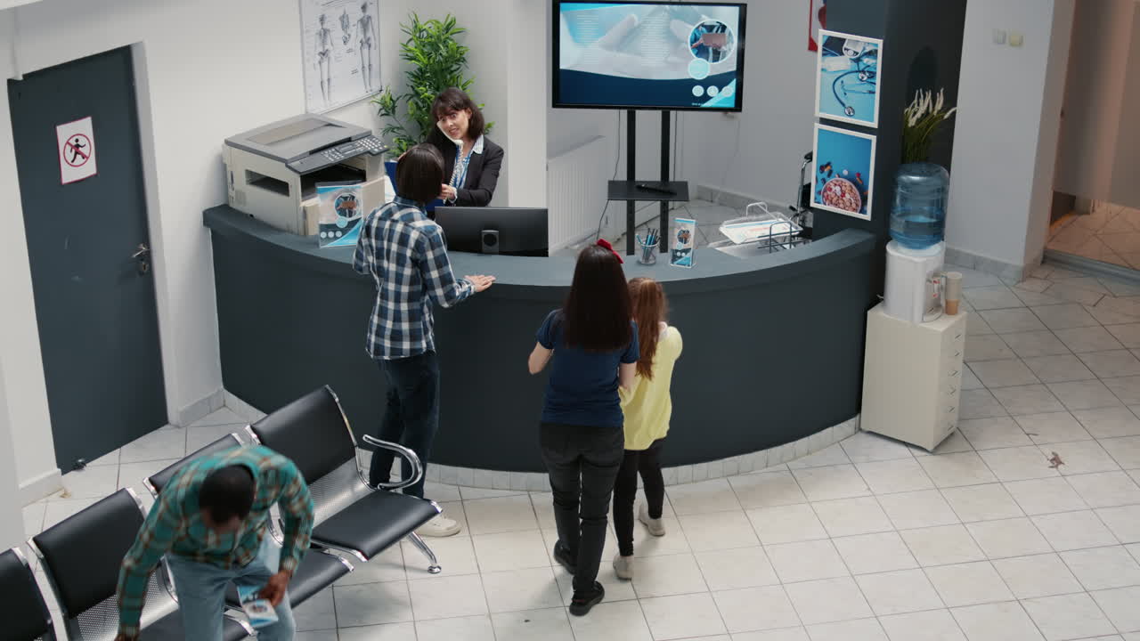 Hospital Waiting Room with Patients and Staff
