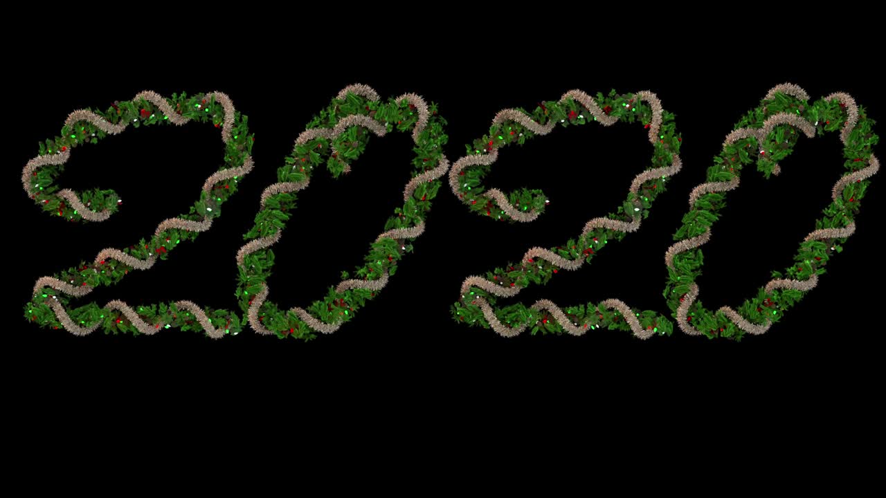 animación de la corona de navidad letras de tipo que forman la palabra 2020