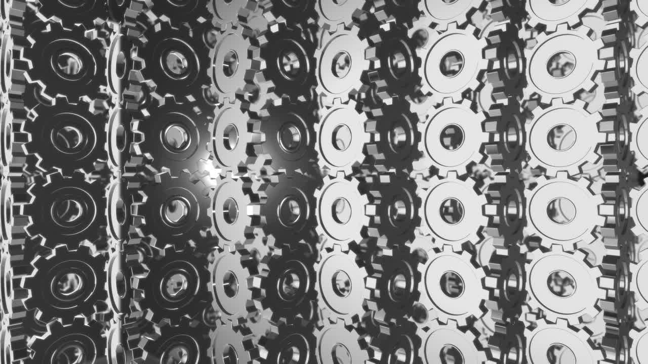 engranajes de cromo en bucle de máquina