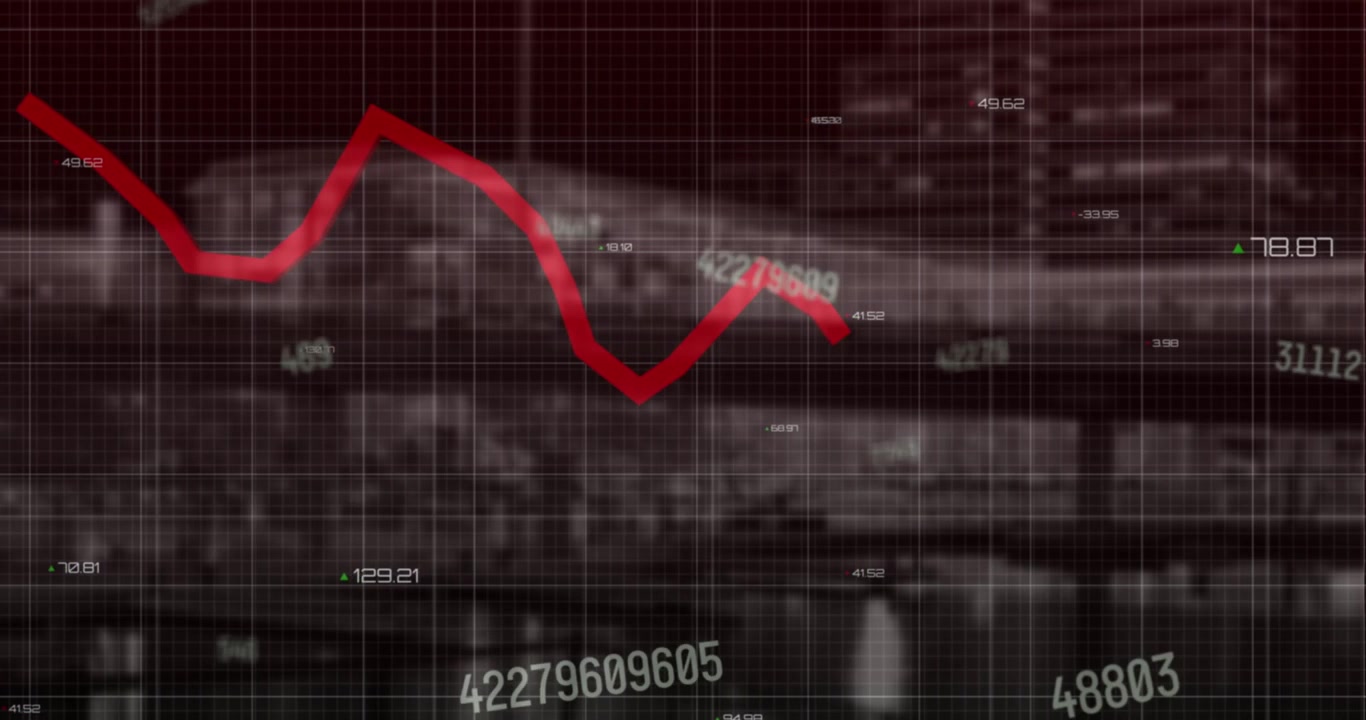 Animation of data processing over cityscape