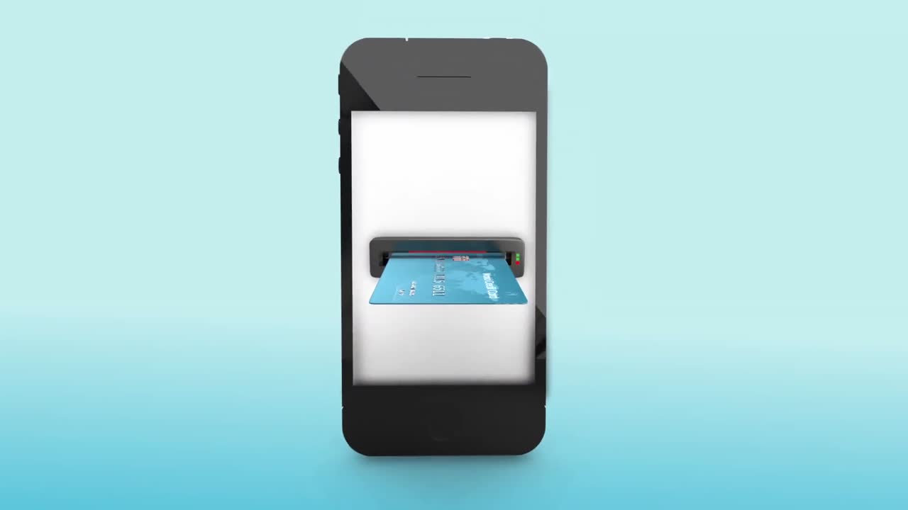 Express paying with mobile wallet against blue background