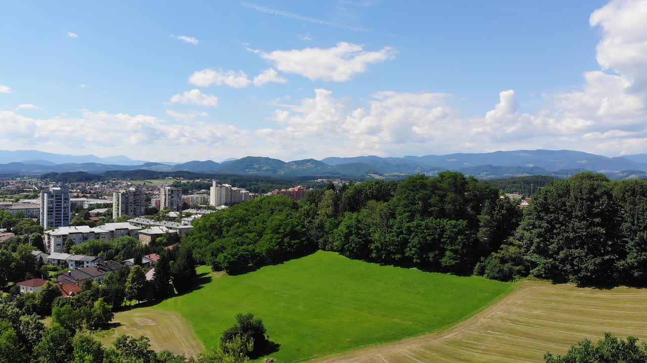 Aerial Drone Shot Of Scenic Panoramic Landscape Near Celje, Slovenia
