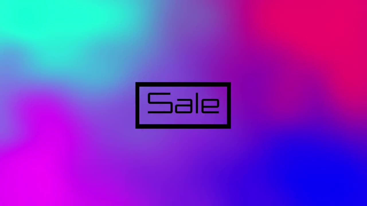 Animation of sale text on colourful background