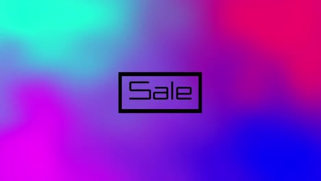 animación del texto de venta sobre un fondo colorido