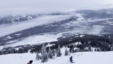 Mount-MacKenzie-,-British-Columbia-covered-in-snow-trucking-shot