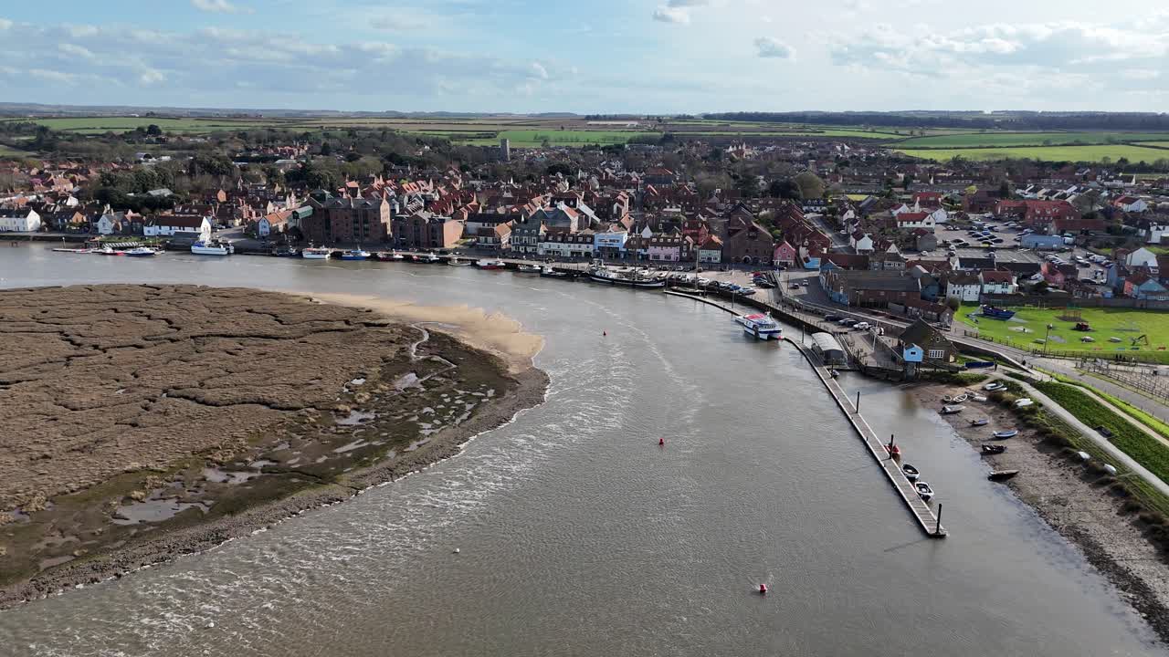 Wells Next to the Sea Norfolk UK Panning drone aerial
