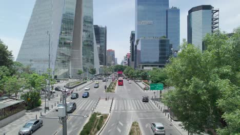 pull back in middle of traffic in mexico city at sunday in principle avenue at morning