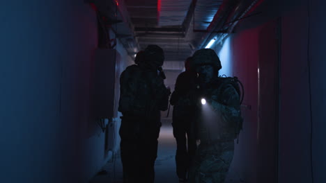 military operation in underground tunnel