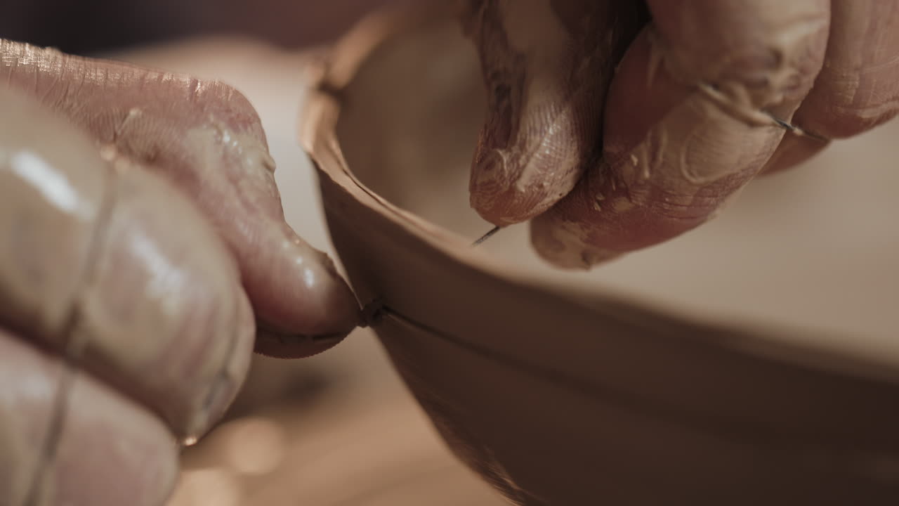 Close-up of pottery creation