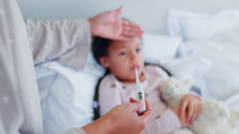 thermometer, sick and parent help child