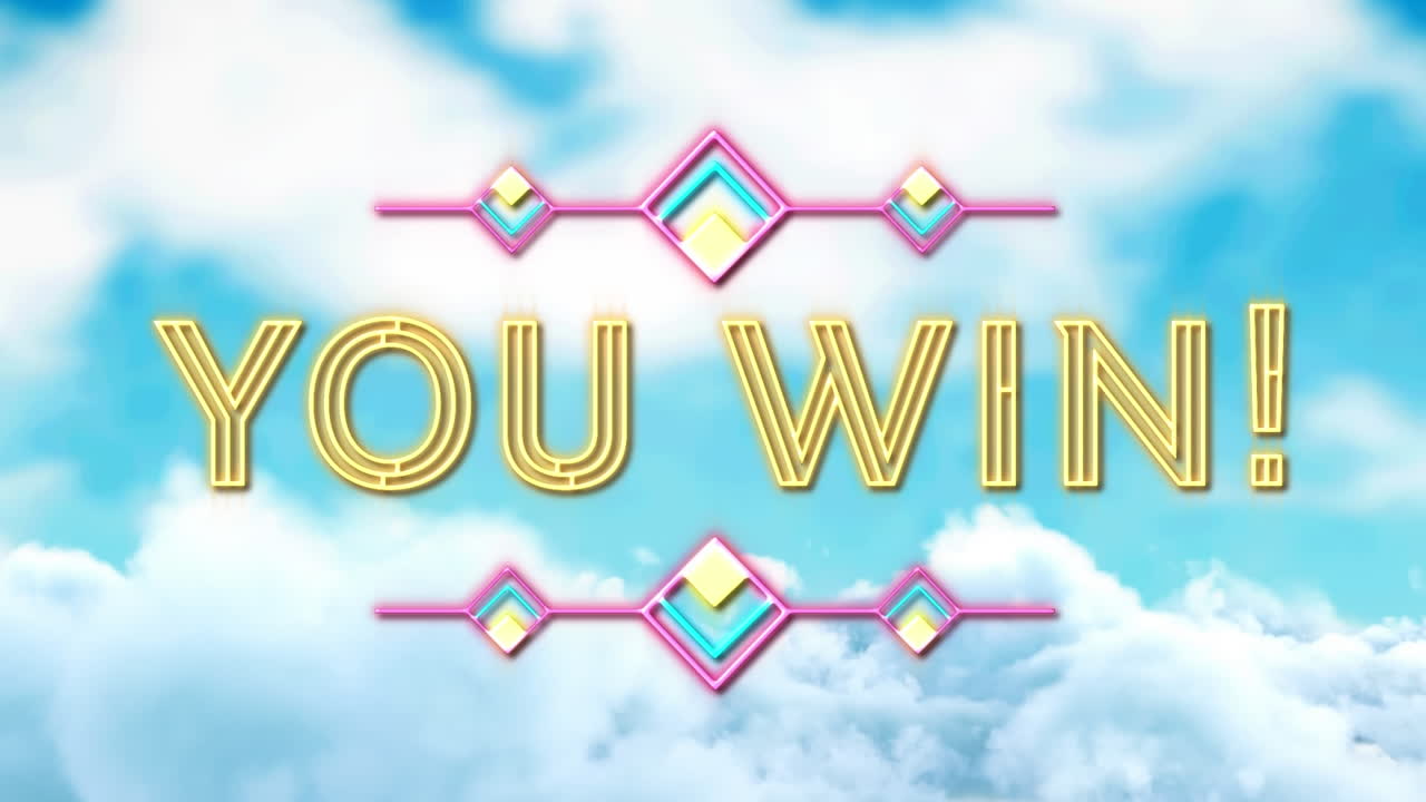 당신이 구름과 함께 하늘 위에 텍스트를 승리 애니메이션