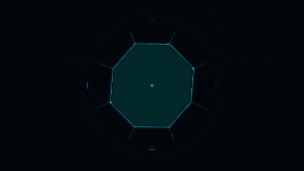 Abstract Digital Radar Interface with Rotating Geometric Shape