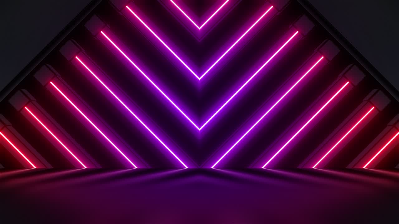 Neonové geometrické pozadí ve tvaru V