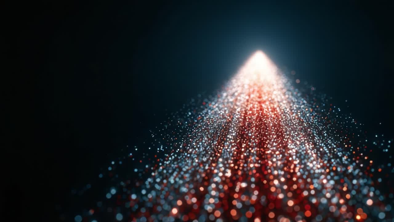 Uno spettacolo ipnotico di particelle colorate che danzano in un raggio di luce, creando un'esperienza visiva mozzafiato, ricca di profondità e fascino