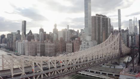 cinematic 4k aerial glide up of queensboro bridge nyc