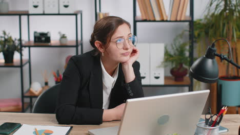 caucasian businesswoman worried about financial problem, stress, money debt, budget loss, bankruptcy