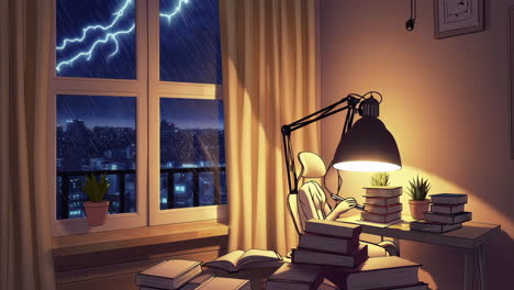 rainy night study session