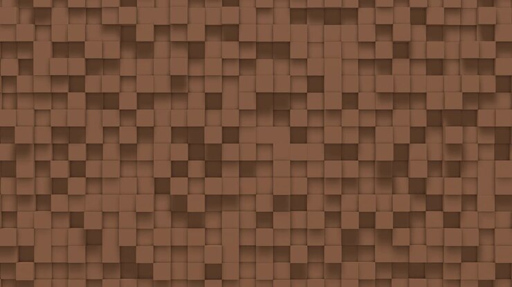 Brown small box cube random geometric background. Abstract square pixel mosaic illustration. Land block background. Fantasy fractal design. Digital art. 3d animation loop of 4K