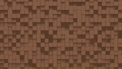cubo de caja pequeña marrón fondo geométrico aleatorio. ilustración de mosaico de píxeles cuadrados abstractos. fondo de bloque de tierra. diseño fractal de fantasía. arte digital. bucle de animación 3d de 4k